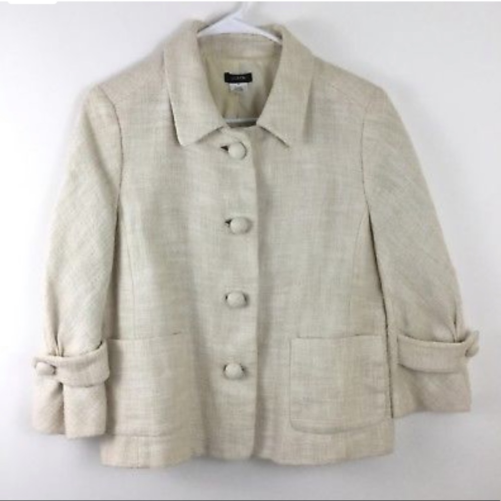 J. Crew cream tweed blazer